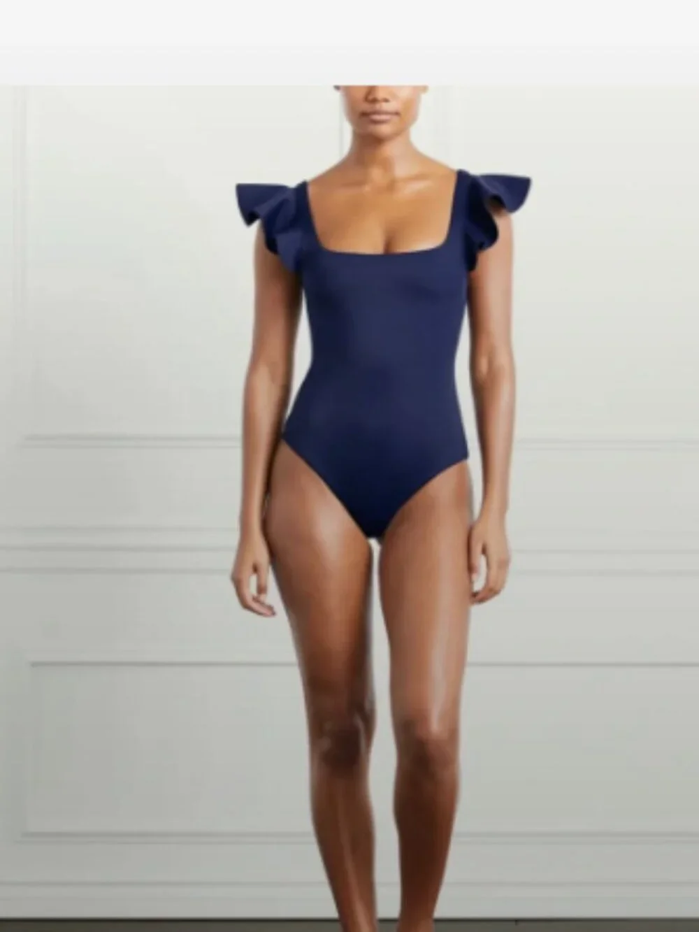 NEW Hill House Rosie One Piece Swimsuit Ruffle in Navy Blue Sz S
